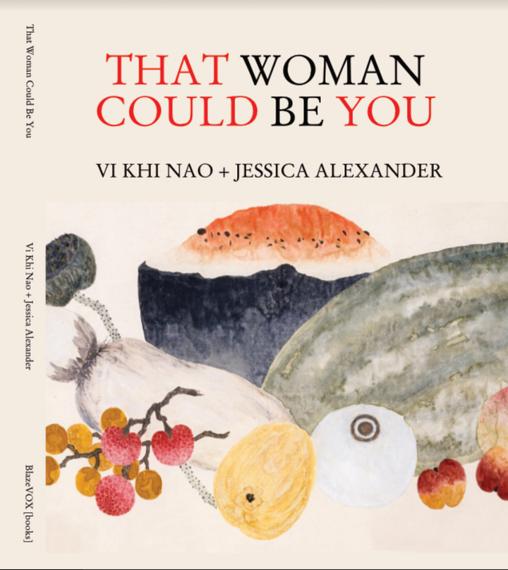 Book cover for "That Woman Could Be You" by Vi Khi Nao and Jessica Alexander, with watercolor illustrations of fruit and vegetables along the bottom.